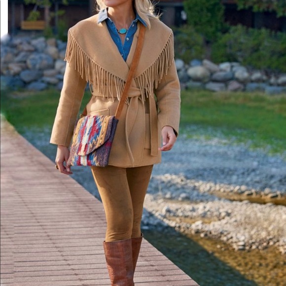 Soft Surroundings Camel Tan Faux Suede Leggings LG - Picture 3 of 7